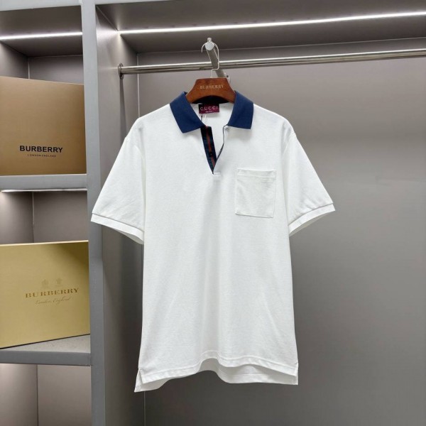 GUCCI COLLARED AND POCKETED WHİTE T-SHIRT
