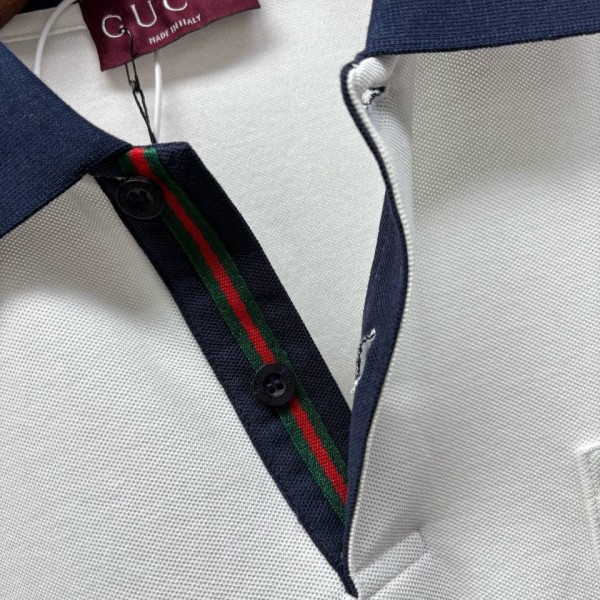 GUCCI COLLARED AND POCKETED WHİTE T-SHIRT 4
