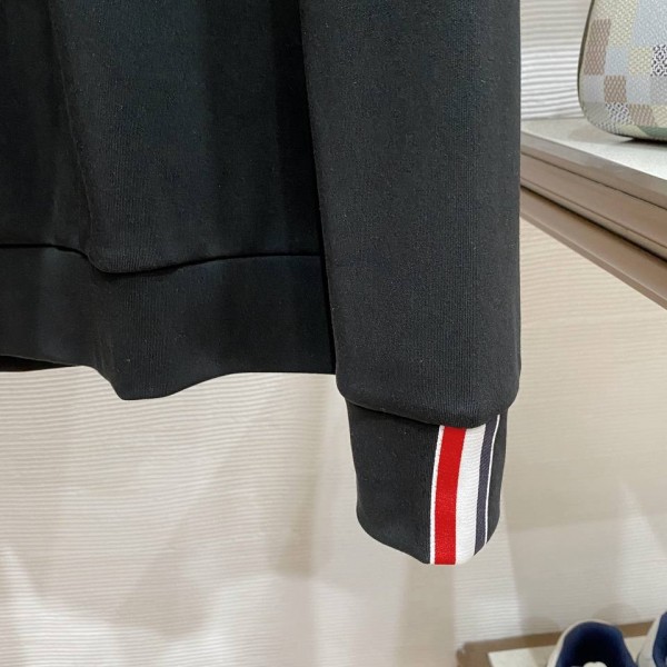 Moncler Neck Logo Striped Black Sweatshirt 4
