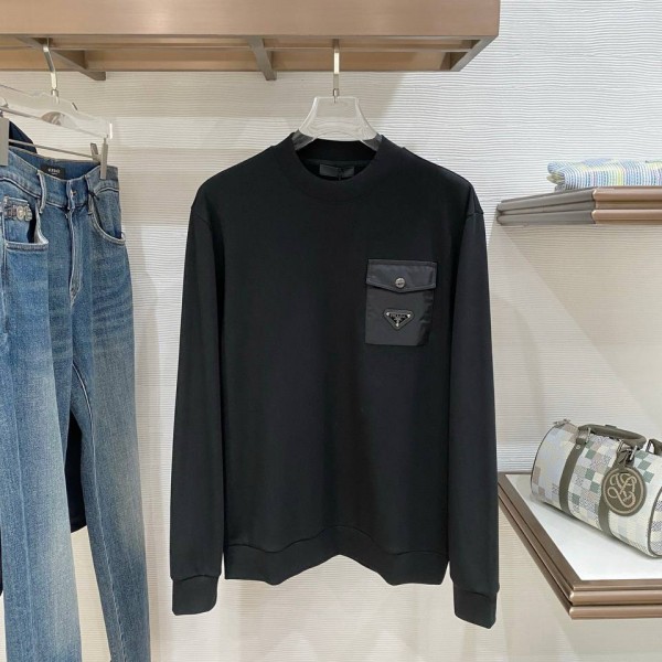 Prada Black Sweatshirt with Chest Pocket