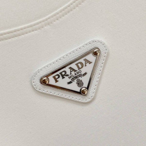 Prada Center Logo White Sweatshirt 3