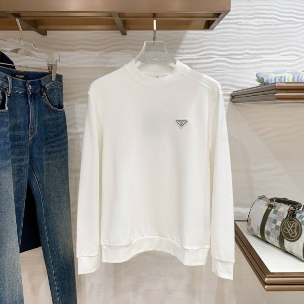 Prada Chest Logo White Sweatshirt