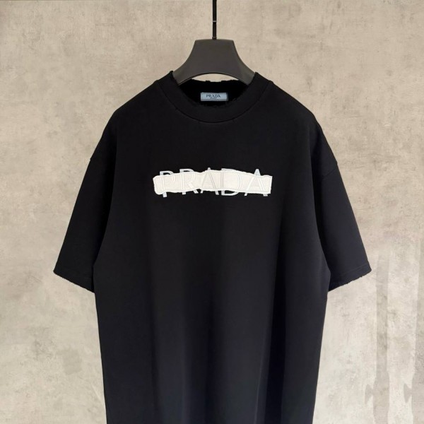 prada black color T-shirt with a black stripe in the middle