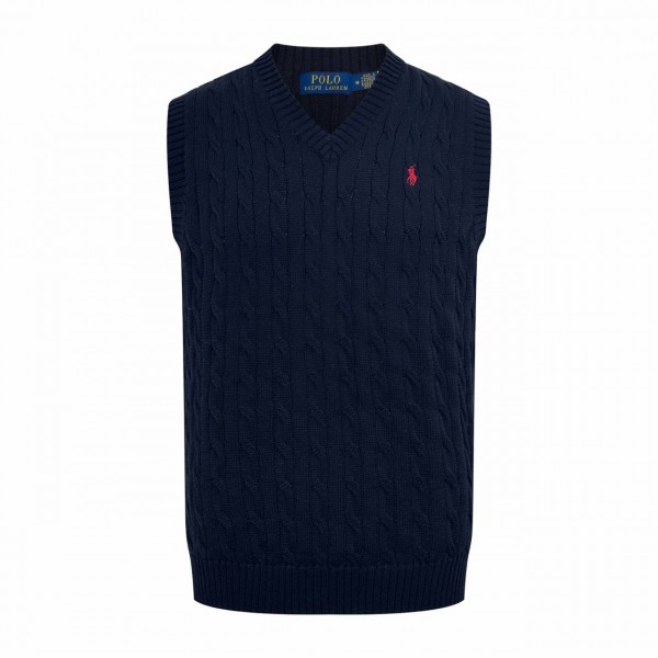 V-neck navy polo